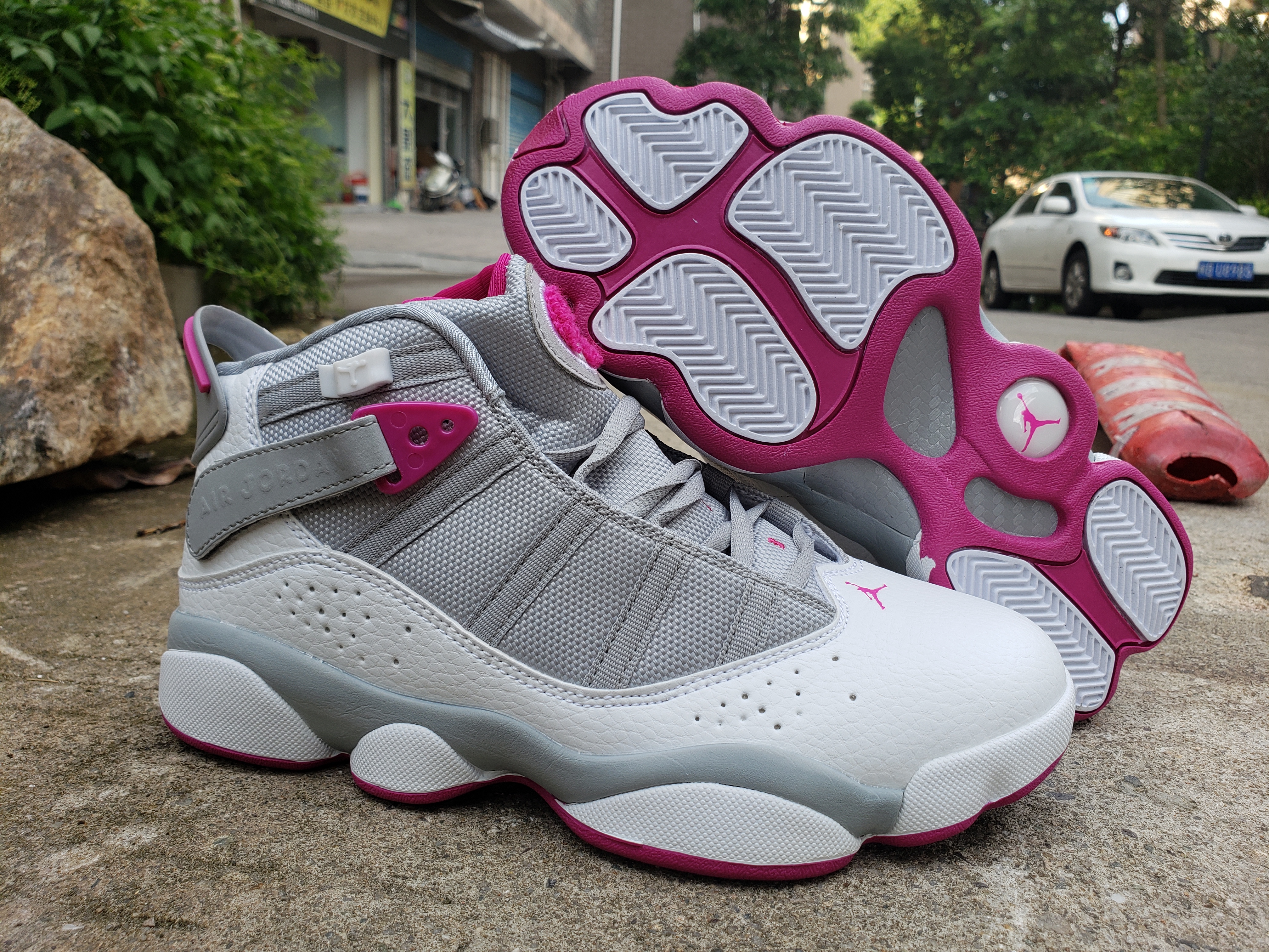 Air Jordan SIX Rings Grey White Pink Shoes For Women